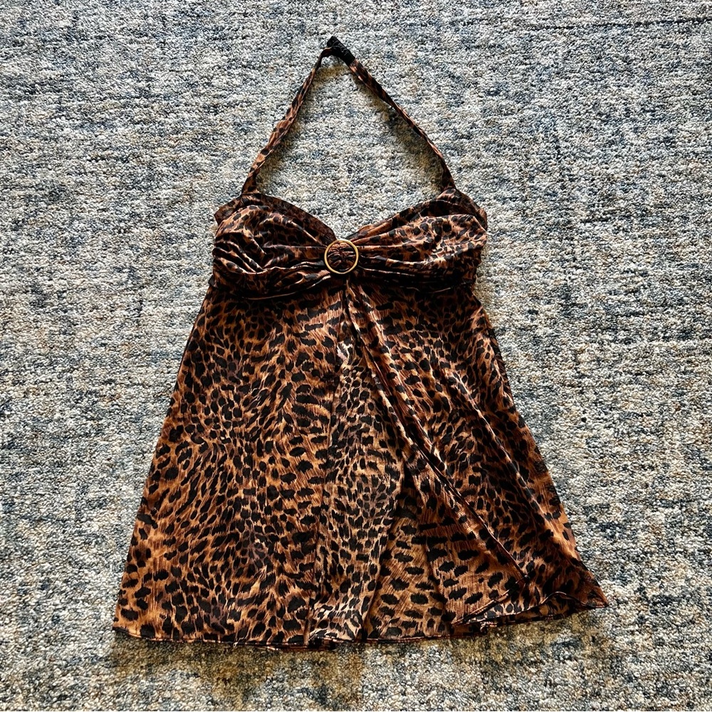 Cacique Mesh Leopard Babydoll Halter 14/16